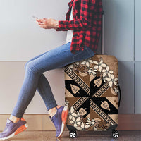 Bula Fiji Plumeria Tagimoucia Salusalu Mocha Luggage Cover Kaiviti Masi LT7 - Polynesian Pride