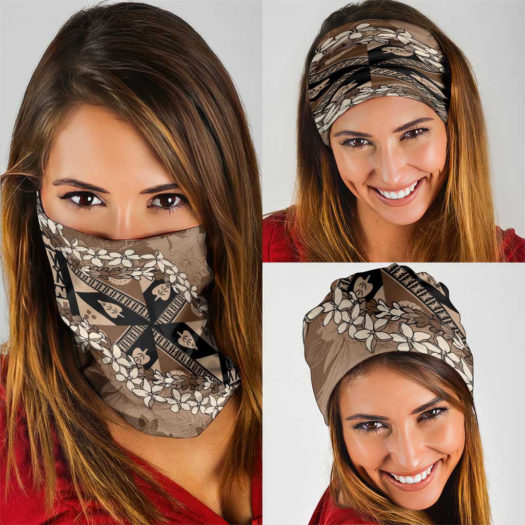 Bula Fiji Plumeria Tagimoucia Salusalu Mocha Neck Gaiter Kaiviti Masi - Polynesian Pride