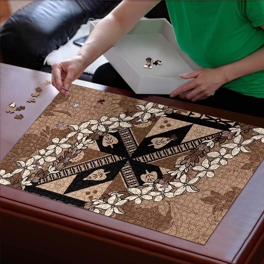 Bula Fiji Plumeria Tagimoucia Salusalu Mocha Puzzle Kaiviti Masi - Polynesian Pride
