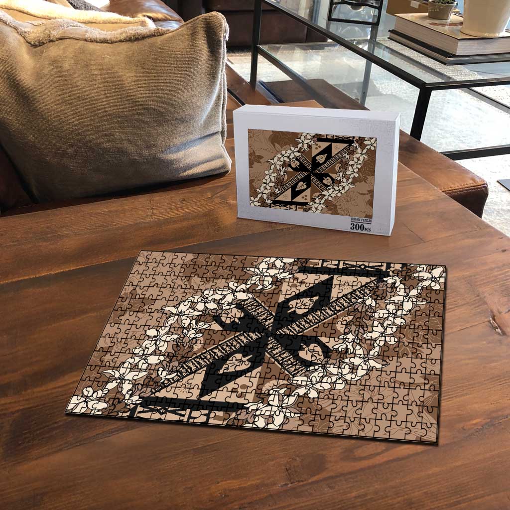 Bula Fiji Plumeria Tagimoucia Salusalu Mocha Puzzle Kaiviti Masi - Polynesian Pride