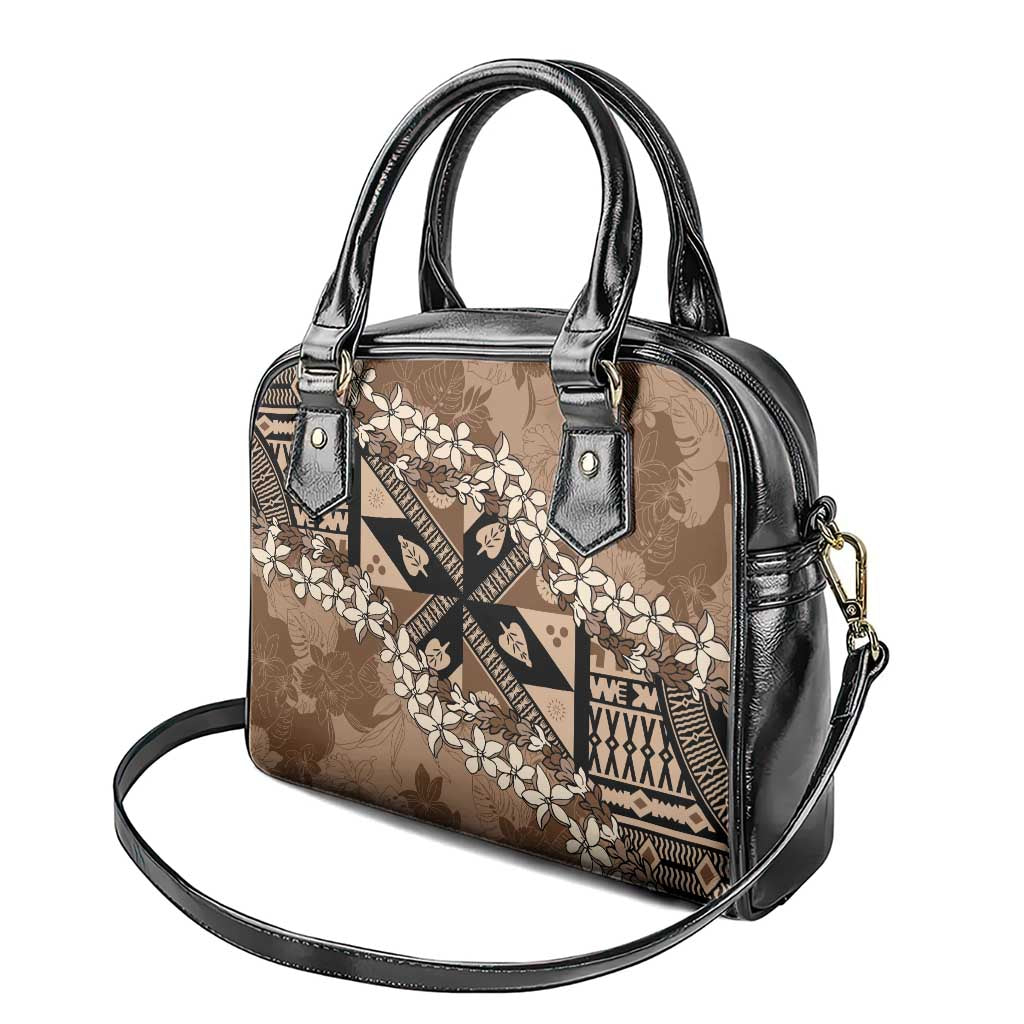 Bula Fiji Plumeria Tagimoucia Salusalu Mocha Shoulder Handbag Kaiviti Masi - Polynesian Pride