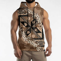 Bula Fiji Plumeria Tagimoucia Salusalu Mocha Sleeveless Hoodie Kaiviti Masi LT7 - Polynesian Pride