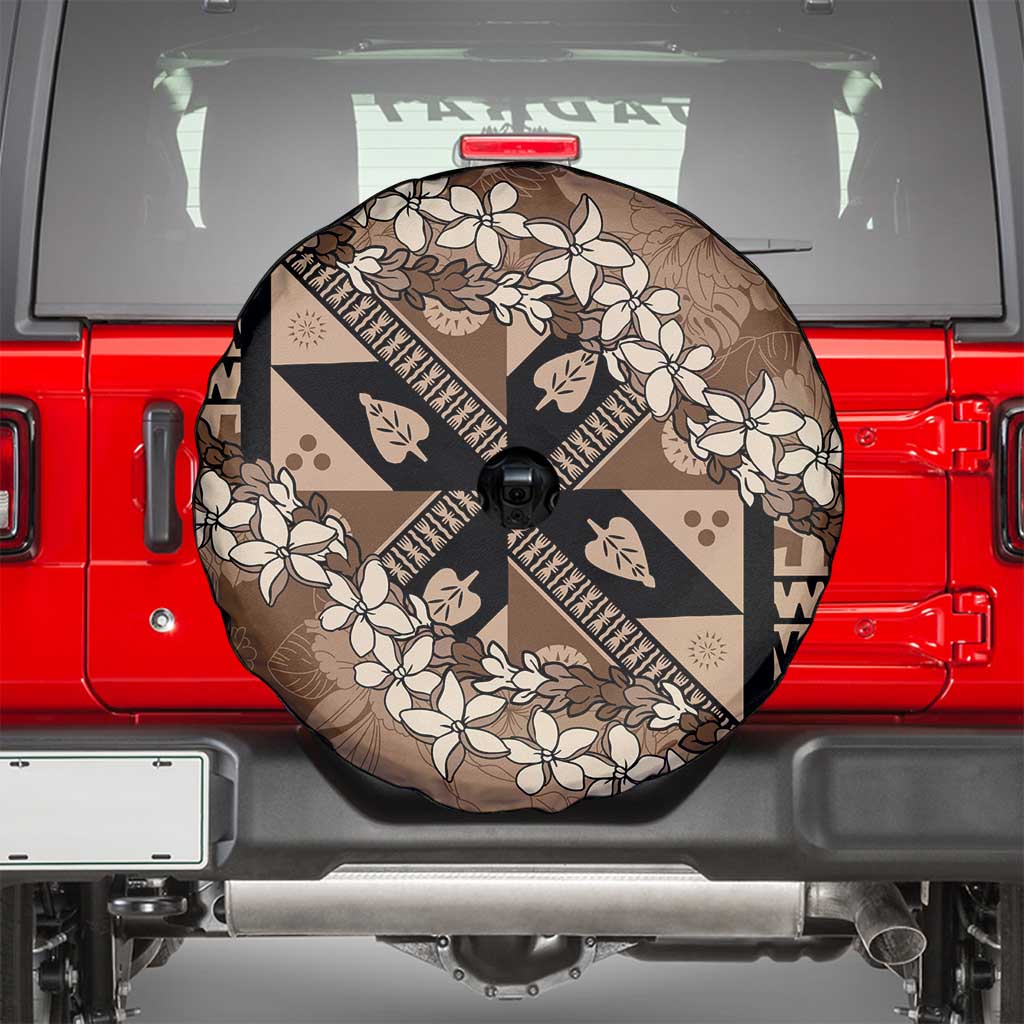 Bula Fiji Plumeria Tagimoucia Salusalu Mocha Spare Tire Cover Kaiviti Masi LT7 - Polynesian Pride