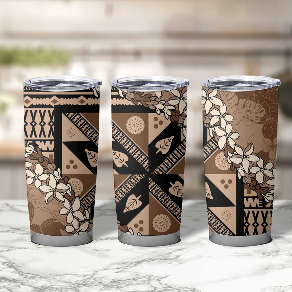 Bula Fiji Plumeria Tagimoucia Salusalu Mocha Tumbler Cup Kaiviti Masi - Polynesian Pride