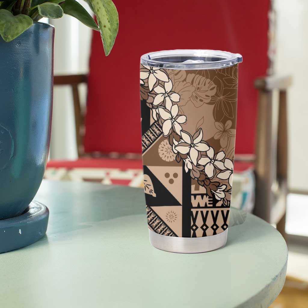 Bula Fiji Plumeria Tagimoucia Salusalu Mocha Tumbler Cup Kaiviti Masi - Polynesian Pride