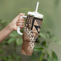 Bula Fiji Plumeria Tagimoucia Salusalu Mocha Tumbler With Handle Kaiviti Masi - Polynesian Pride