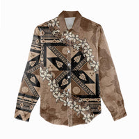Bula Fiji Plumeria Tagimoucia Salusalu Mocha Women Casual Shirt Kaiviti Masi LT7 - Polynesian Pride