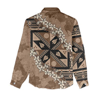 Bula Fiji Plumeria Tagimoucia Salusalu Mocha Women Casual Shirt Kaiviti Masi LT7 - Polynesian Pride