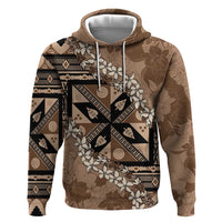 Bula Fiji Plumeria Tagimoucia Salusalu Mocha Zip Hoodie Kaiviti Masi LT7 Pullover Hoodie Mocha - Polynesian Pride