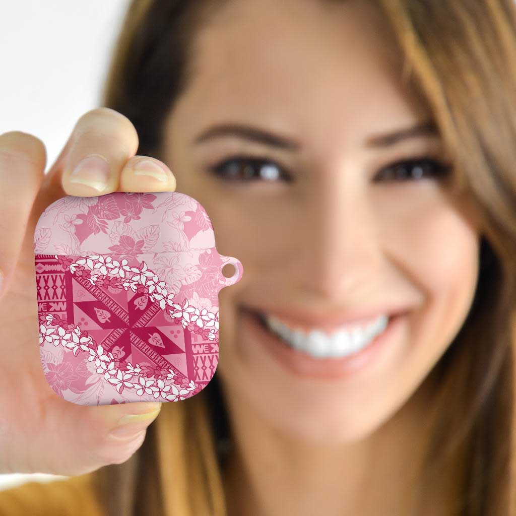 Bula Fiji Plumeria Tagimoucia Salusalu Pink AirPods Case Kaiviti Masi - Polynesian Pride