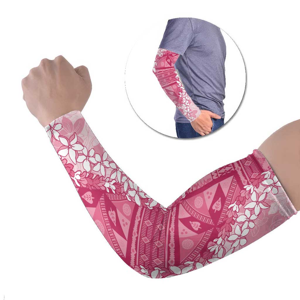 Bula Fiji Plumeria Tagimoucia Salusalu Pink Arm Sleeves Kaiviti Masi - Polynesian Pride