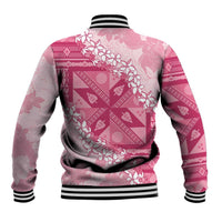 Bula Fiji Plumeria Tagimoucia Salusalu Pink Baseball Jacket Kaiviti Masi - Polynesian Pride