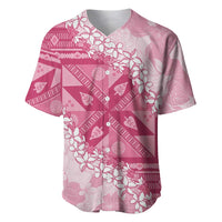 Bula Fiji Plumeria Tagimoucia Salusalu Pink Baseball Jersey Kaiviti Masi - Polynesian Pride