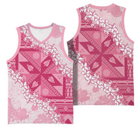 Bula Fiji Plumeria Tagimoucia Salusalu Pink Basketball Jersey Kaiviti Masi LT7 - Polynesian Pride