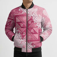 Bula Fiji Plumeria Tagimoucia Salusalu Pink Bomber Puffer Jacket Kaiviti Masi - Polynesian Pride