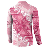 Bula Fiji Plumeria Tagimoucia Salusalu Pink Button Sweatshirt Kaiviti Masi - Polynesian Pride