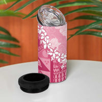 Bula Fiji Plumeria Tagimoucia Salusalu Pink 4 in 1 Can Cooler Tumbler Kaiviti Masi LT7 - Polynesian Pride