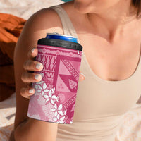 Bula Fiji Plumeria Tagimoucia Salusalu Pink 4 in 1 Can Cooler Tumbler Kaiviti Masi LT7 - Polynesian Pride