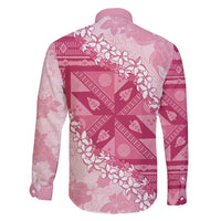 Bula Fiji Plumeria Tagimoucia Salusalu Pink Family Matching Long Sleeve Bodycon Dress and Hawaiian Shirt Kaiviti Masi LT7 - Polynesian Pride