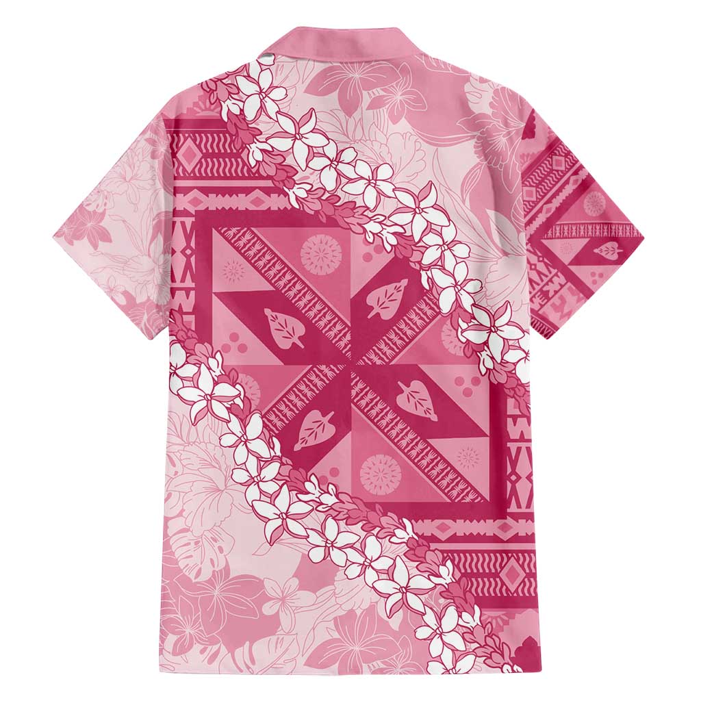Bula Fiji Plumeria Tagimoucia Salusalu Pink Family Matching Off Shoulder Maxi Dress and Hawaiian Shirt Kaiviti Masi LT7 - Polynesian Pride