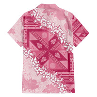 Bula Fiji Plumeria Tagimoucia Salusalu Pink Family Matching Off Shoulder Maxi Dress and Hawaiian Shirt Kaiviti Masi LT7 - Polynesian Pride