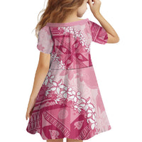 Bula Fiji Plumeria Tagimoucia Salusalu Pink Family Matching Short Sleeve Bodycon Dress and Hawaiian Shirt Kaiviti Masi LT7 - Polynesian Pride