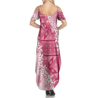 Bula Fiji Plumeria Tagimoucia Salusalu Pink Family Matching Summer Maxi Dress and Hawaiian Shirt Kaiviti Masi LT7 - Polynesian Pride