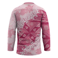Bula Fiji Plumeria Tagimoucia Salusalu Pink Hockey Jersey Kaiviti Masi LT7 - Polynesian Pride