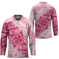 Bula Fiji Plumeria Tagimoucia Salusalu Pink Hockey Jersey Kaiviti Masi LT7 - Polynesian Pride