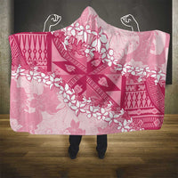 Bula Fiji Plumeria Tagimoucia Salusalu Pink Hooded Blanket Kaiviti Masi - Polynesian Pride