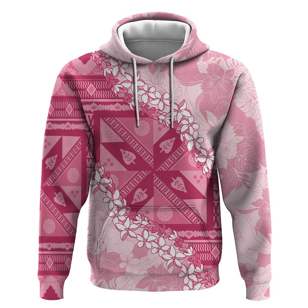 Bula Fiji Plumeria Tagimoucia Salusalu Pink Hoodie Kaiviti Masi LT7 Pullover Hoodie Pink - Polynesian Pride