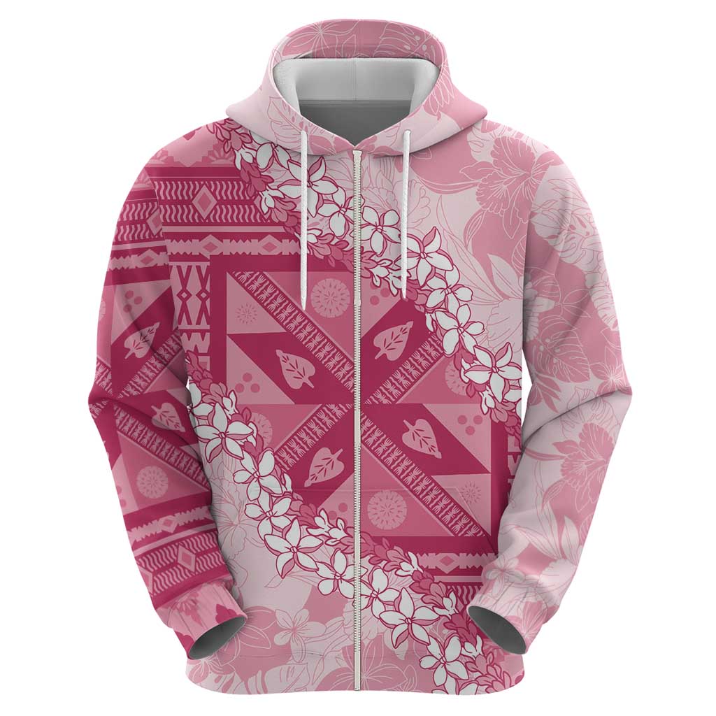 Bula Fiji Plumeria Tagimoucia Salusalu Pink Hoodie Kaiviti Masi LT7 - Polynesian Pride