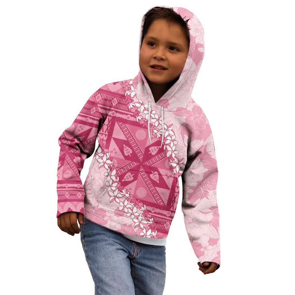 Bula Fiji Plumeria Tagimoucia Salusalu Pink Kid Hoodie Kaiviti Masi LT7 - Polynesian Pride