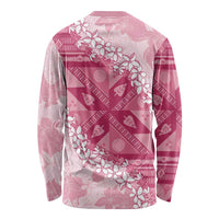 Bula Fiji Plumeria Tagimoucia Salusalu Pink Long Sleeve Shirt Kaiviti Masi - Polynesian Pride