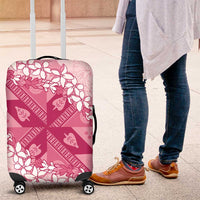 Bula Fiji Plumeria Tagimoucia Salusalu Pink Luggage Cover Kaiviti Masi LT7 Pink - Polynesian Pride