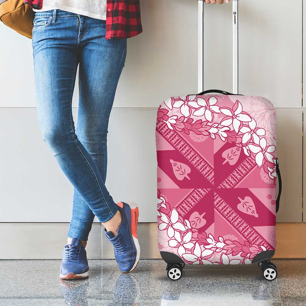 Bula Fiji Plumeria Tagimoucia Salusalu Pink Luggage Cover Kaiviti Masi LT7 - Polynesian Pride