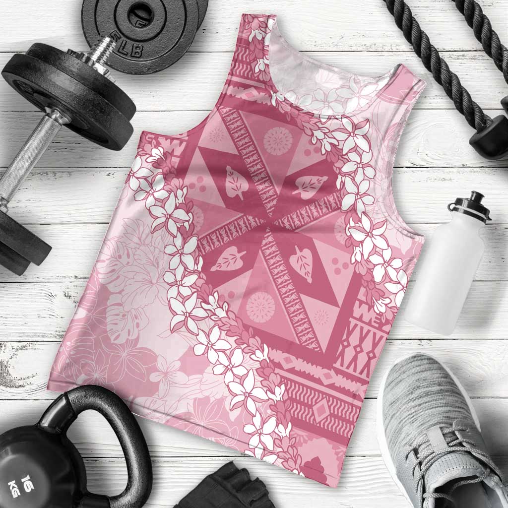 Bula Fiji Plumeria Tagimoucia Salusalu Pink Men Tank Top Kaiviti Masi - Polynesian Pride