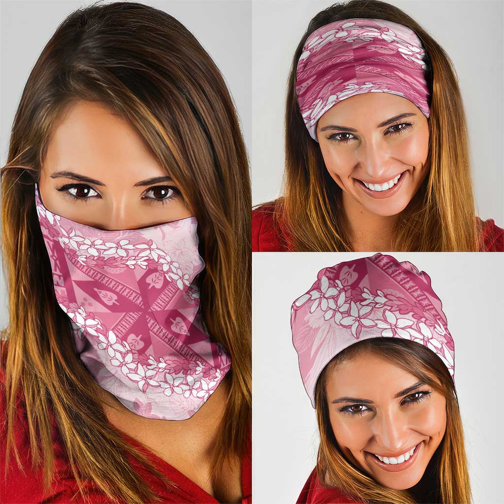 Bula Fiji Plumeria Tagimoucia Salusalu Pink Neck Gaiter Kaiviti Masi - Polynesian Pride