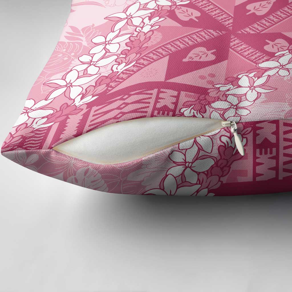 Bula Fiji Plumeria Tagimoucia Salusalu Pink Pillow Cover Kaiviti Masi LT7 - Polynesian Pride