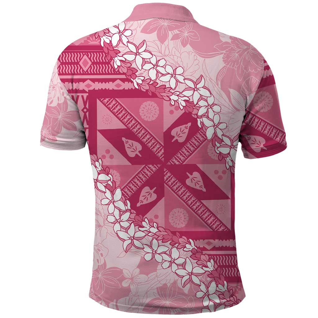 Bula Fiji Plumeria Tagimoucia Salusalu Pink Polo Shirt Kaiviti Masi LT7 - Polynesian Pride