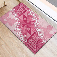 Bula Fiji Plumeria Tagimoucia Salusalu Pink Rubber Doormat Kaiviti Masi - Polynesian Pride