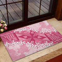 Bula Fiji Plumeria Tagimoucia Salusalu Pink Rubber Doormat Kaiviti Masi - Polynesian Pride