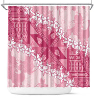 Bula Fiji Plumeria Tagimoucia Salusalu Pink Shower Curtain Kaiviti Masi - Polynesian Pride