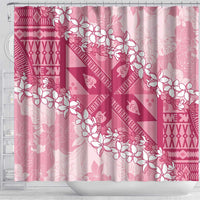 Bula Fiji Plumeria Tagimoucia Salusalu Pink Shower Curtain Kaiviti Masi - Polynesian Pride