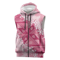 Bula Fiji Plumeria Tagimoucia Salusalu Pink Sleeveless Zip Hoodie Kaiviti Masi LT7 Pink - Polynesian Pride