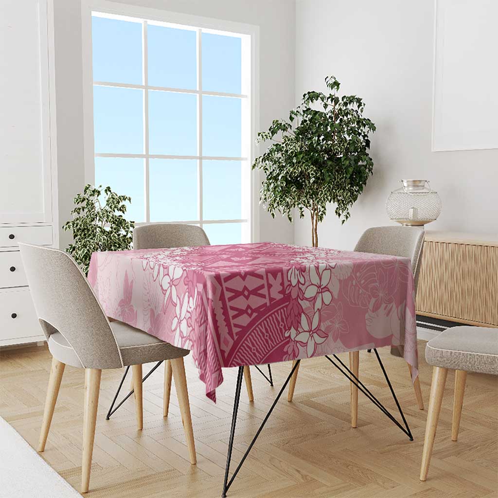 Bula Fiji Plumeria Tagimoucia Salusalu Pink Tablecloth Kaiviti Masi - Polynesian Pride