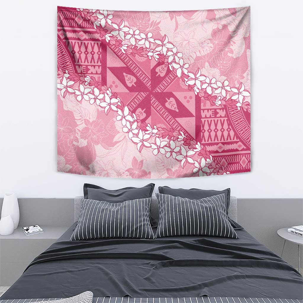 Bula Fiji Plumeria Tagimoucia Salusalu Pink Tapestry Kaiviti Masi - Polynesian Pride