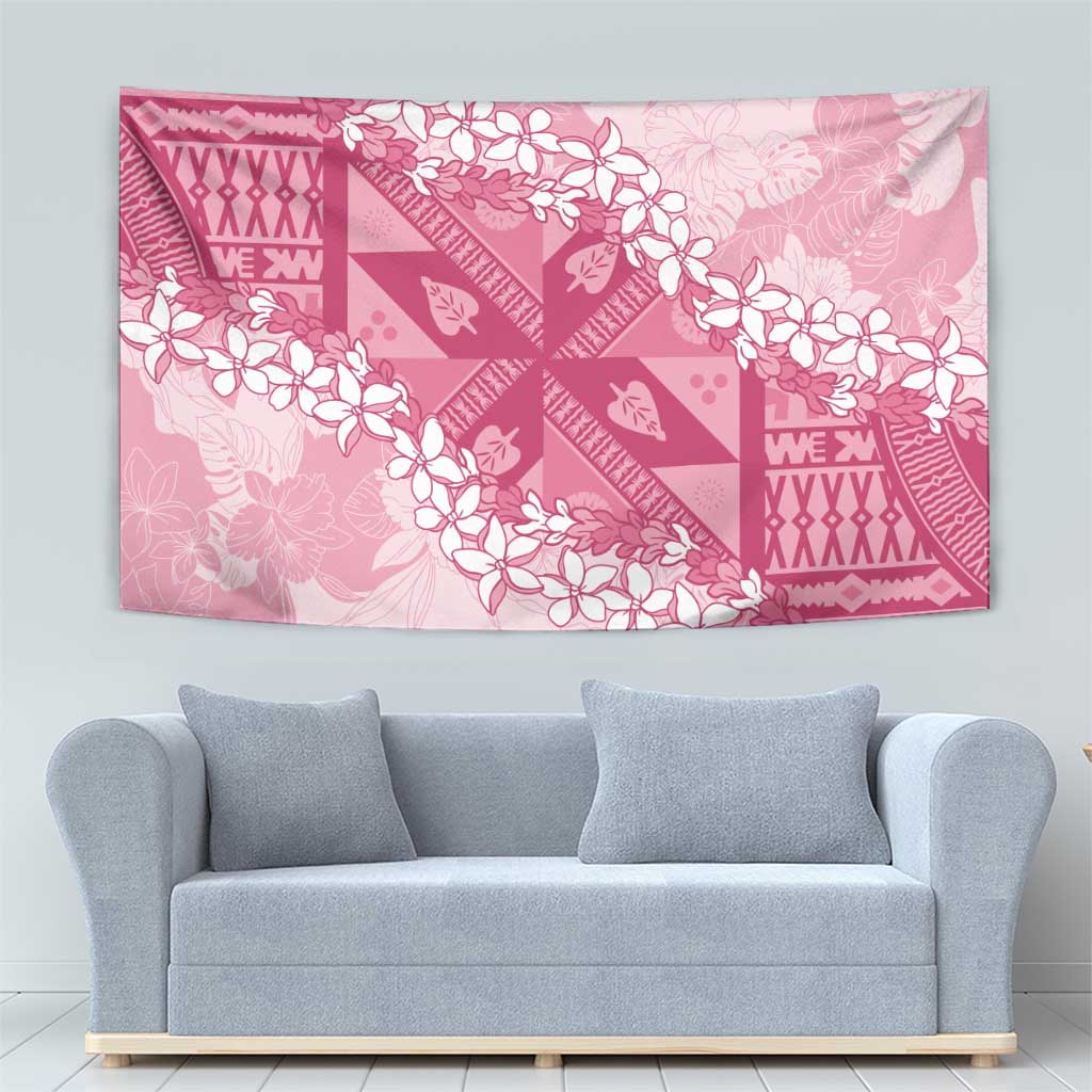Bula Fiji Plumeria Tagimoucia Salusalu Pink Tapestry Kaiviti Masi - Polynesian Pride