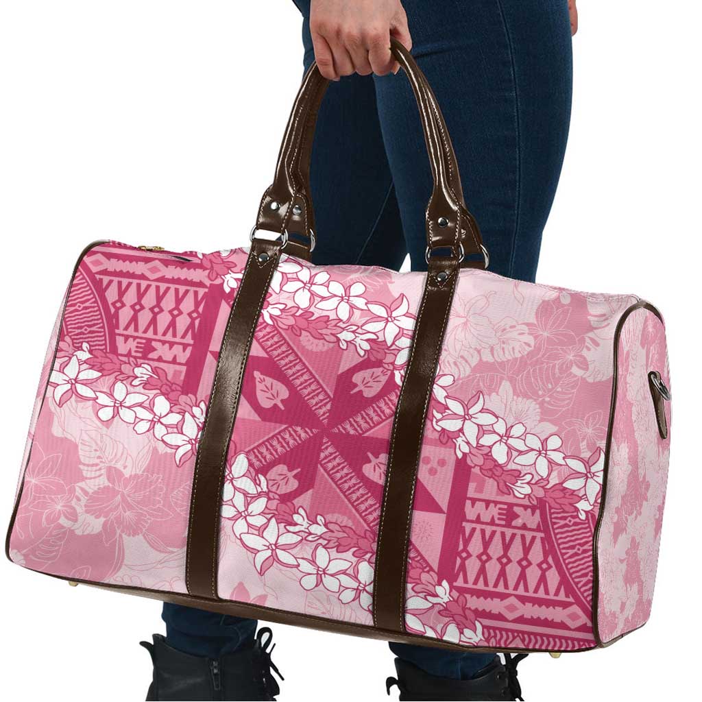 Bula Fiji Plumeria Tagimoucia Salusalu Pink Travel Bag Kaiviti Masi LT7 - Polynesian Pride