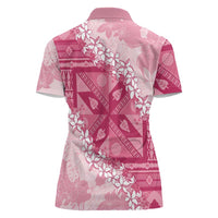 Bula Fiji Plumeria Tagimoucia Salusalu Pink Women Polo Shirt Kaiviti Masi LT7 - Polynesian Pride
